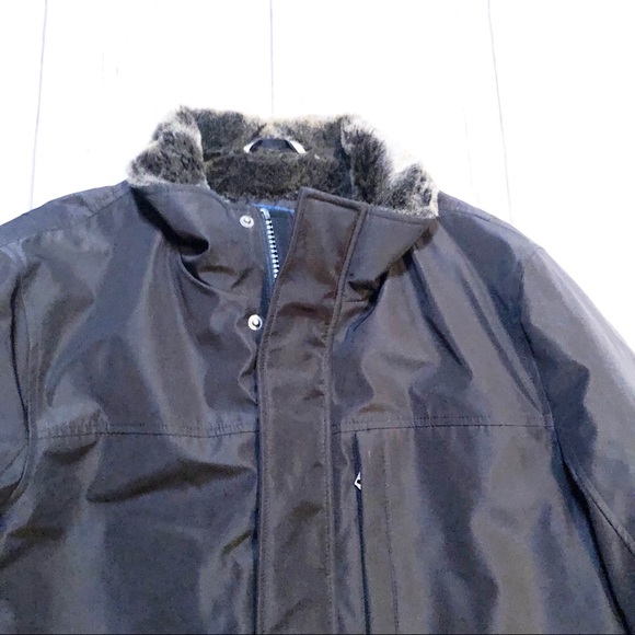 Cole Haan black long sleeve faux fur zip up jacket ski winter coat medium men’s - Picture 4 of 9